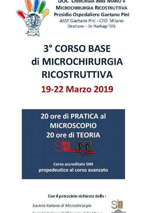 3° CORSO BASE DI MICROCHIRURGIA RICOSTRUTTIVA