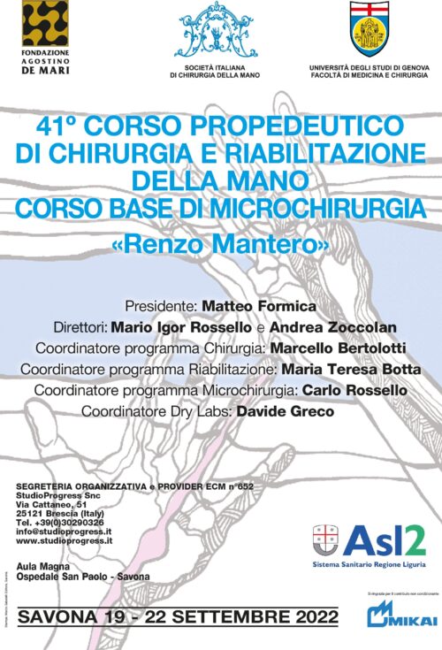 41° Corso Propedeutico di Chirurgia e Riabilitazione della Mano