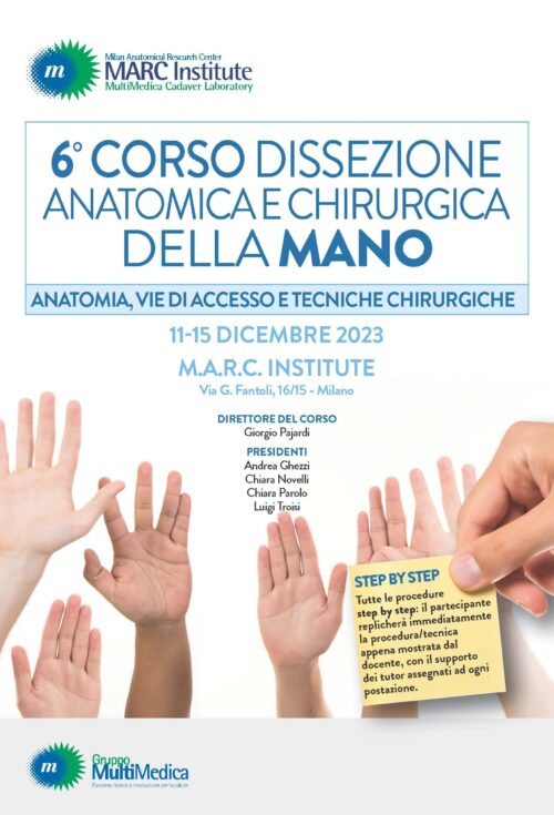 6° CORSO DISSEZIONE ANATOMICA E CHIRURGICA DELLA MANO - ANATOMIA, VIE DI ACCESSO E TECNICHE CHIRURGICHE