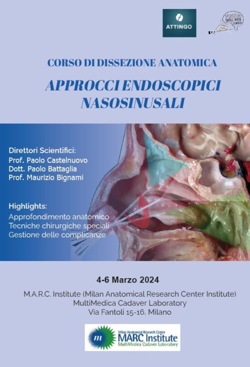 CORSO DI DISSEZIONE ANATOMICA: APPROCCI ENDOSCOPICI NASOSINUSALI