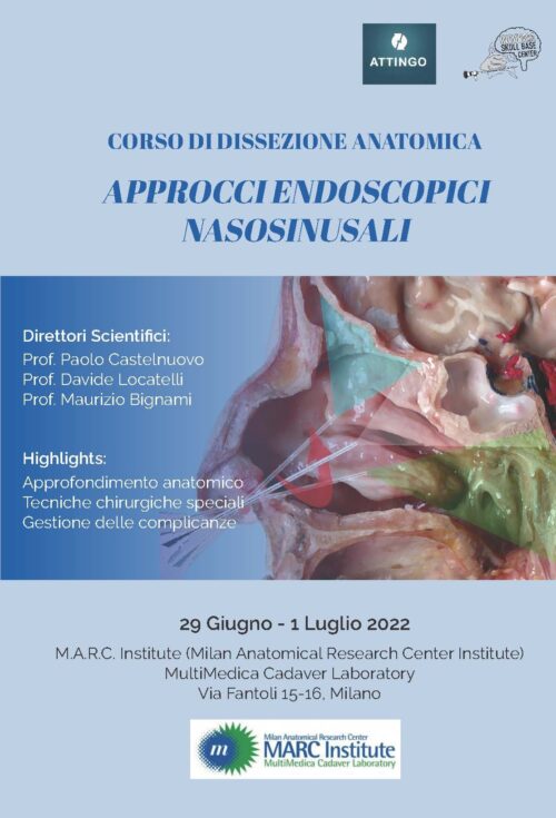 CORSO DI DISSEZIONE ANATOMICA: APPROCCI ENDOSCOPICI NASOSINUSALI