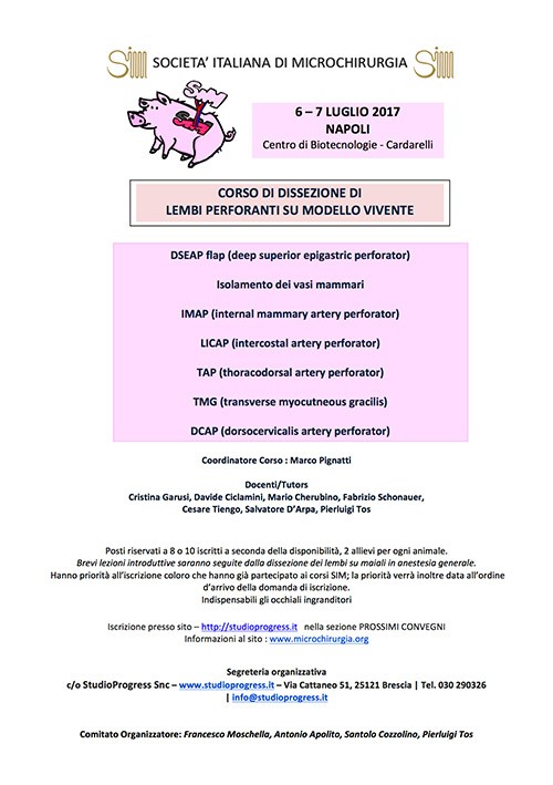 Corso di Dissezione di lembi perforanti su modello vivente 2017