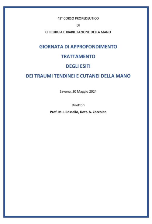 Giornata di approfondimento in Chirurgia della Mano